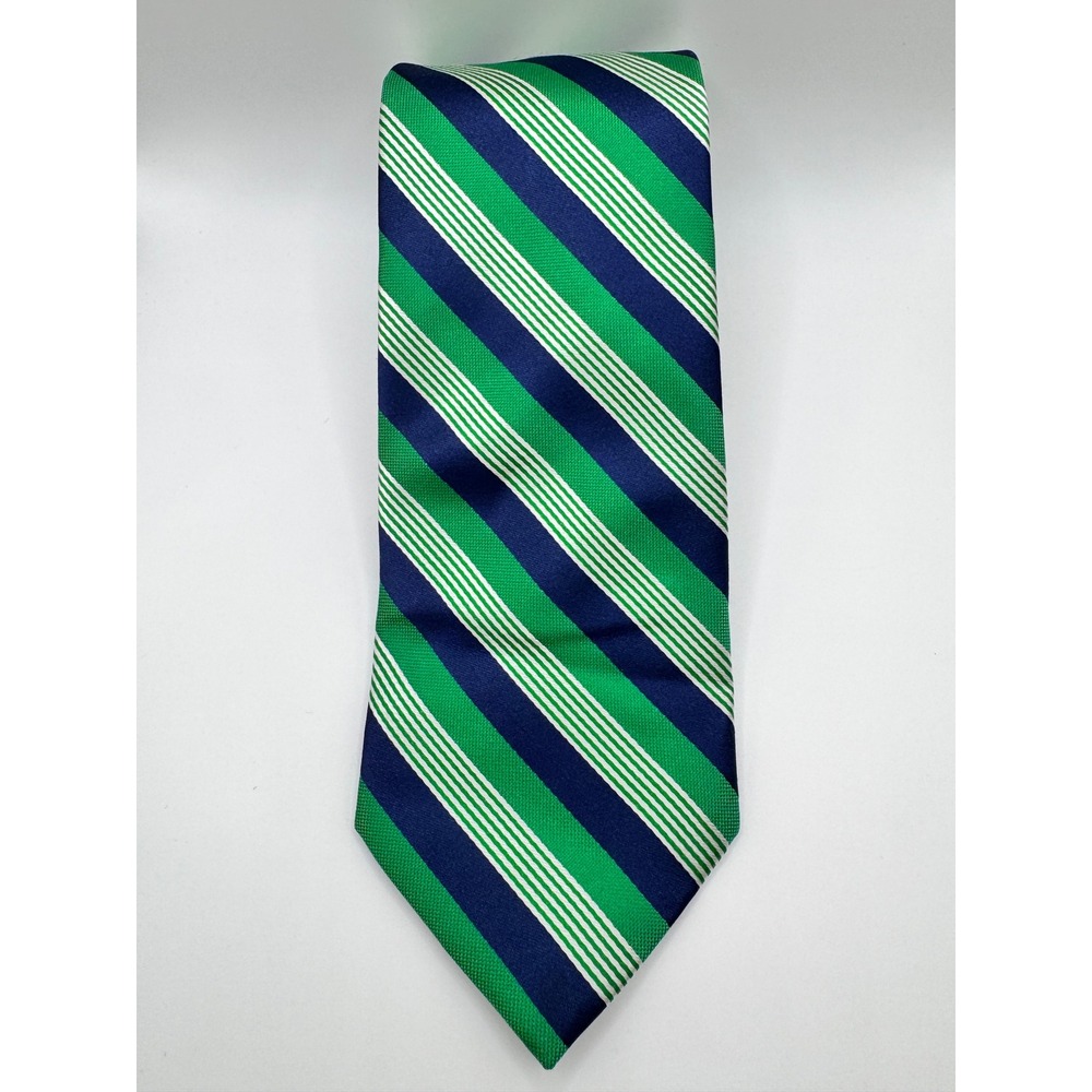 IZOD Necktie‎ Green Blue White Striped Silk Classic Business Men's Tie